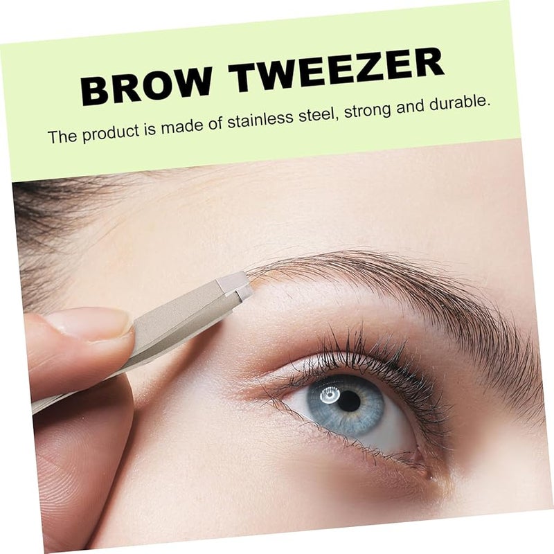 NOLITOY 4pcs Silver Eyebrow Tweezers Set For Precise Shaping And Hair Removal - Image 2
